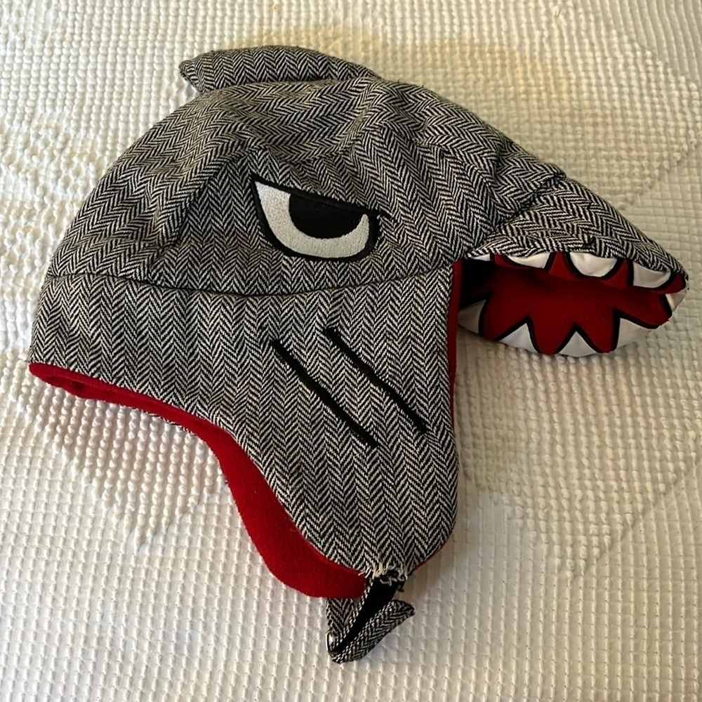 Target tweed winter sharks hat with ear flaps. One size fits most.